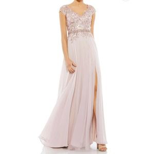 Mac Duggal 79365 Embellished Cap Sleeve Bodice Gown